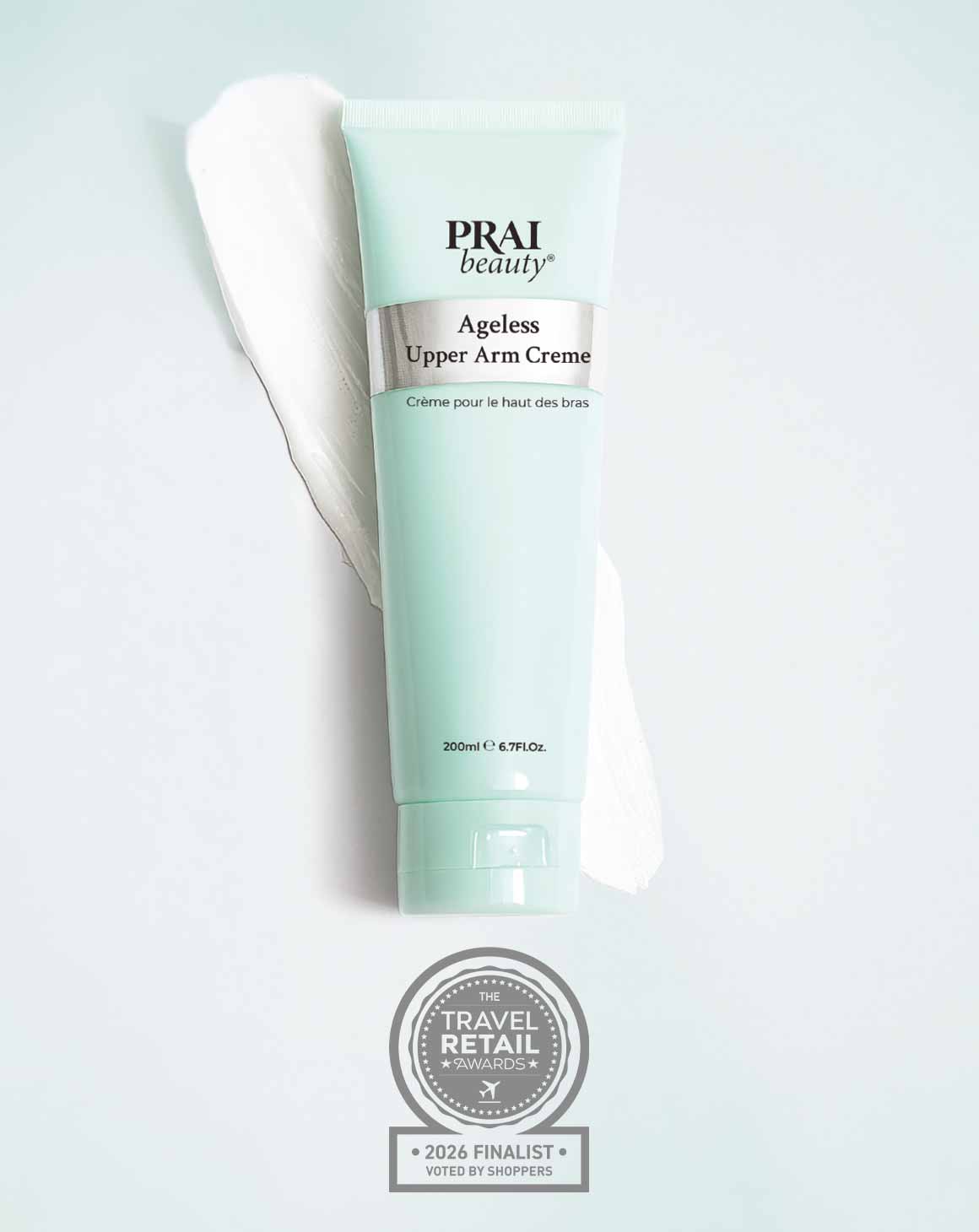 Finalist - PRAI Ageless Upper Arm Crème<br>
<span>Best Skincare, Haircare Bath & Body Product</span>